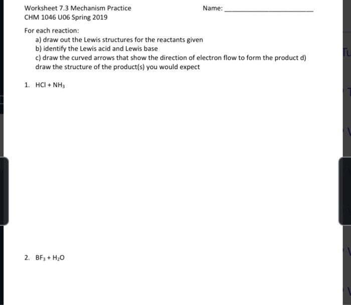 Solved  Worksheet 7 3 Mechanism Practice Chm 1046 U06 Spri