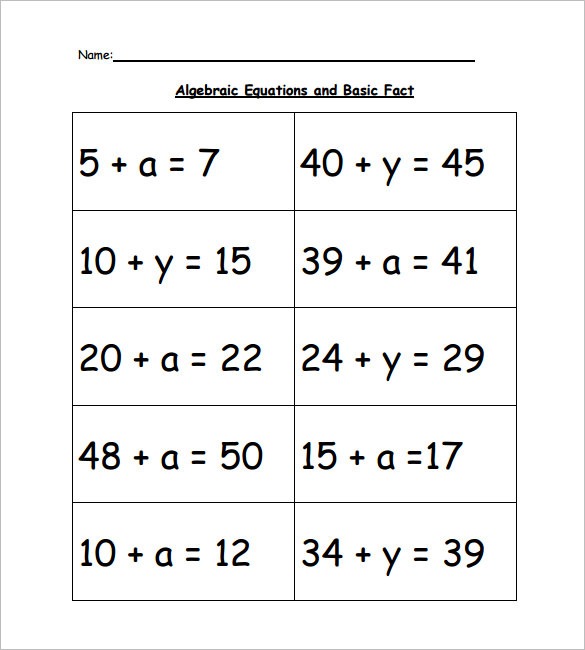 13+ Simple Algebra Worksheet Templates