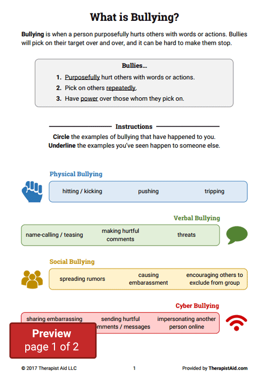 Bullying Worksheet Packet (worksheet)