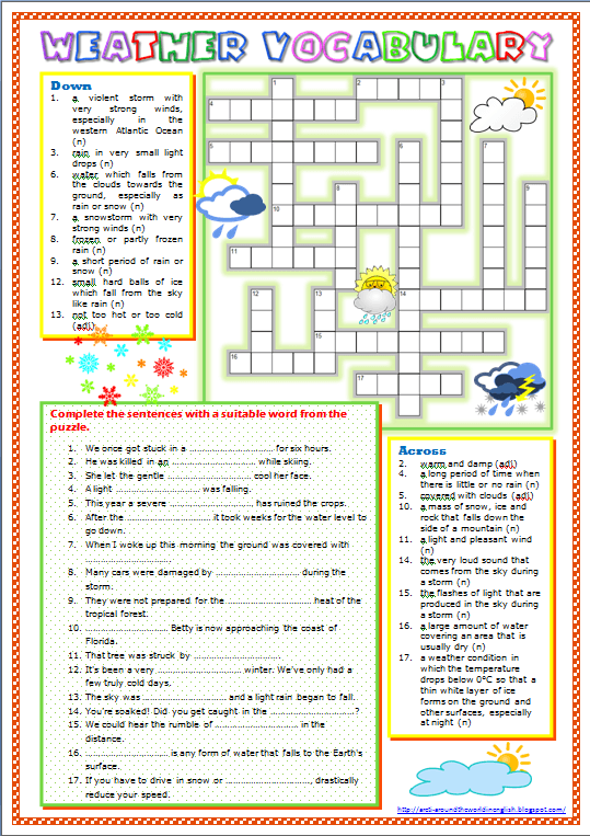 Around The World In English  Weather Vocabulary (worksheet)