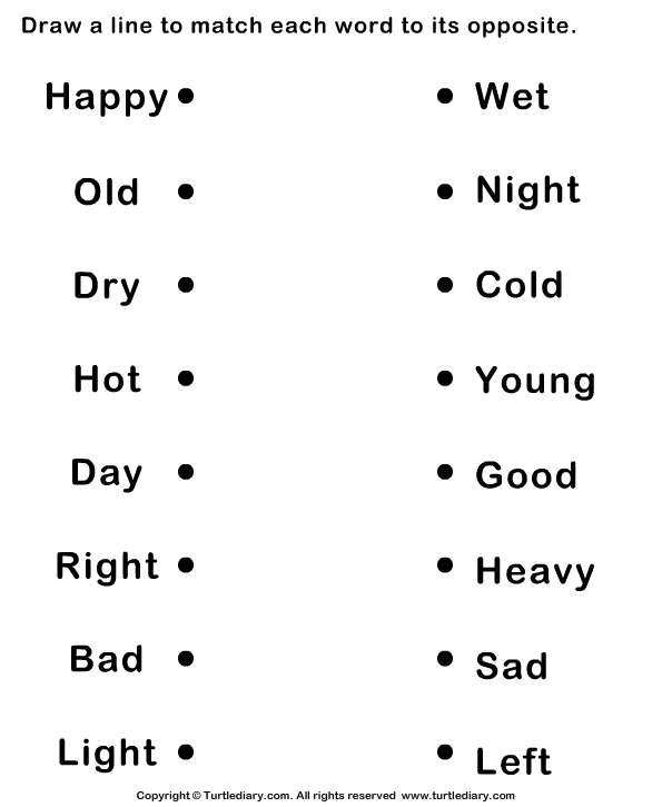 Match Opposite Adjectives Worksheet 5