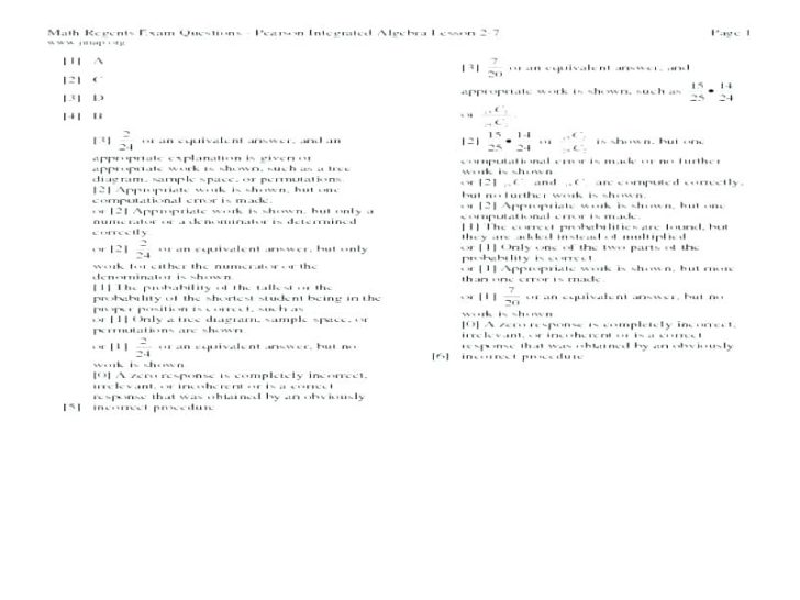 Integrated Math 2 Worksheets