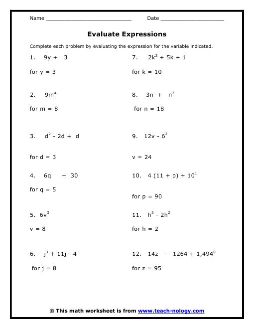 Math Worksheets For Grade 8