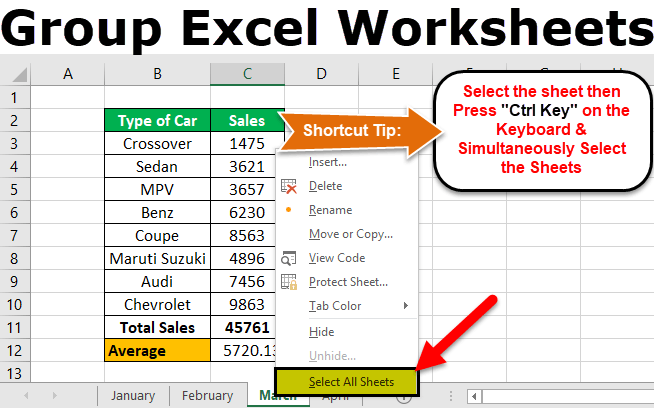 Group Worksheets In Excel (example)