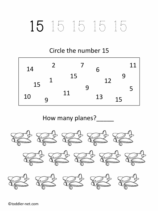 Free Printable Number 15 Worksheet