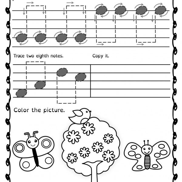 Tracing Music Notes Worksheets For Spring   Anastasiya Multimedia