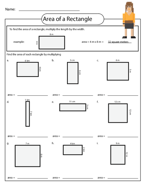 Area Of A Rectangle Worksheet