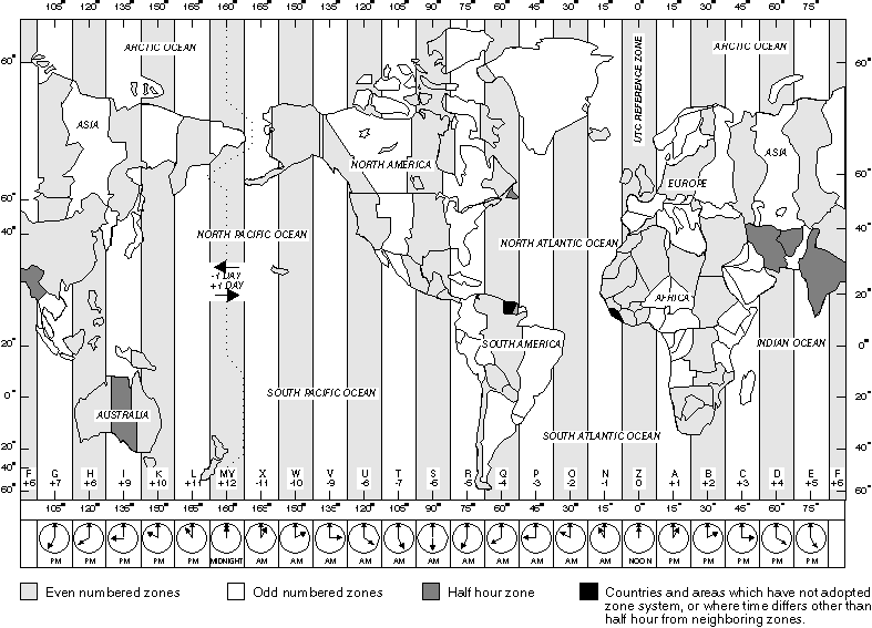 Printable World Time Zone Map