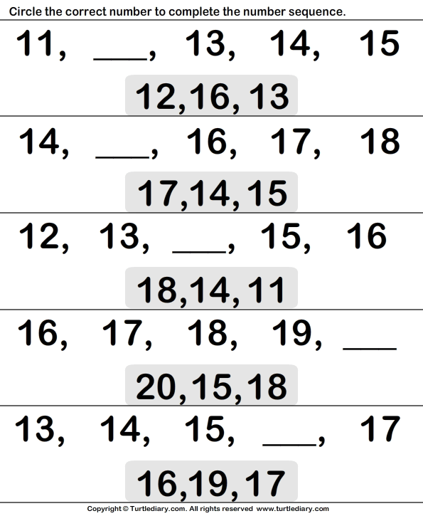 Ordinal Numbers Eleven To Twenty Worksheet