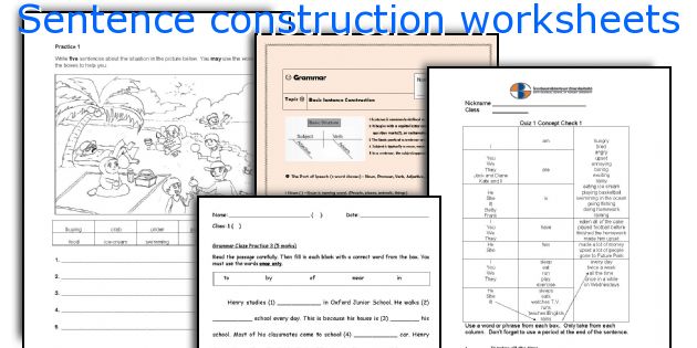 Sentence Construction Worksheets