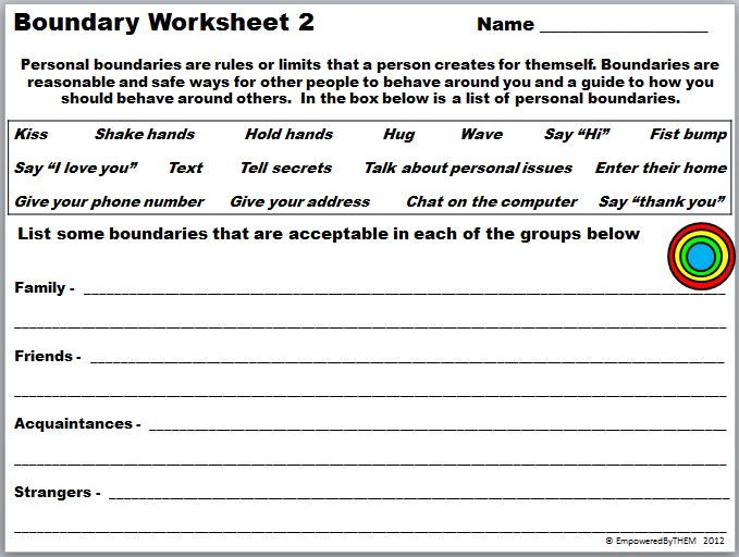 Healthy Boundaries Worksheet