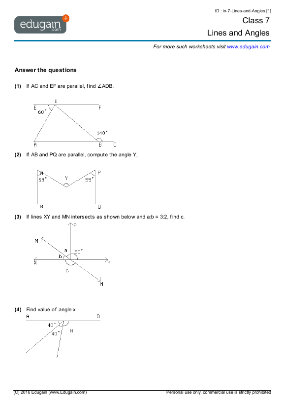 Math Worksheets Grade 3 Angles